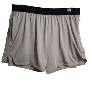 YoungLA Mesh Gym Shorts Tan XL Compression Liner Zipper Pocket Reflective 112